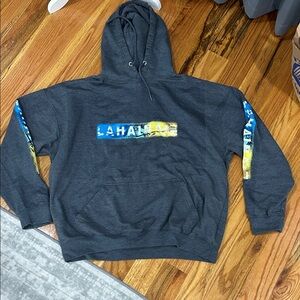 Hawaii Lahaina Charcoal Hoodie with Blue and Yellow Graphic